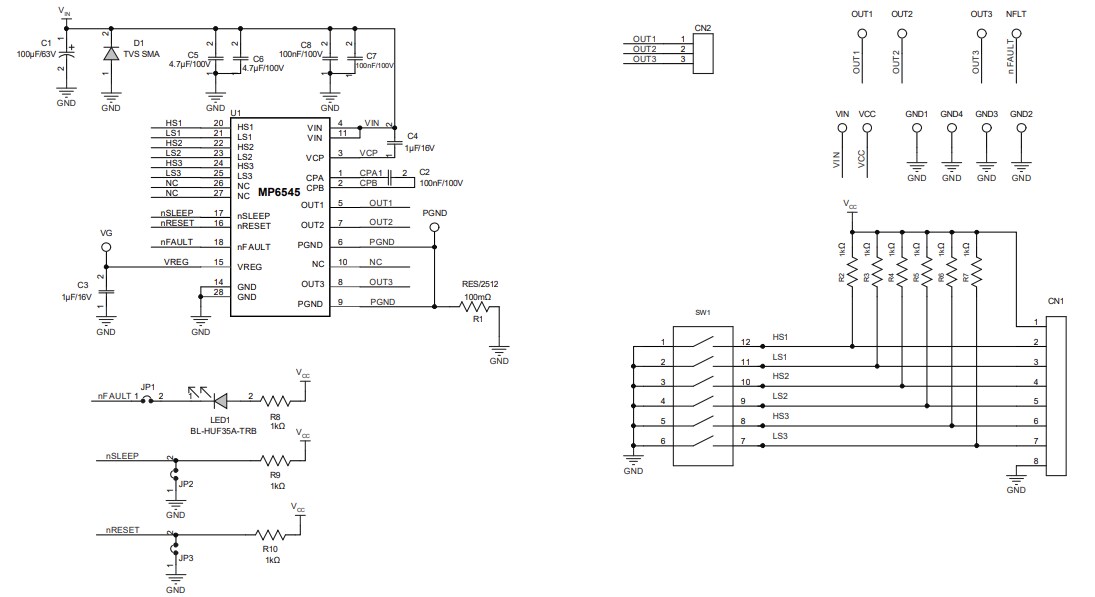 Schematic - Monolithic Power Systems (MPS) EV6545 Evaluation Boards